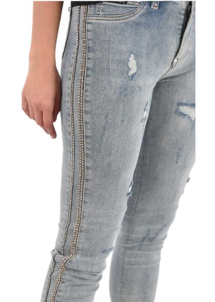 Blugi skinny Philipp Plein Vintage Effect By The Road High Waist Jegging Blue Femei (BM 8743602) 3