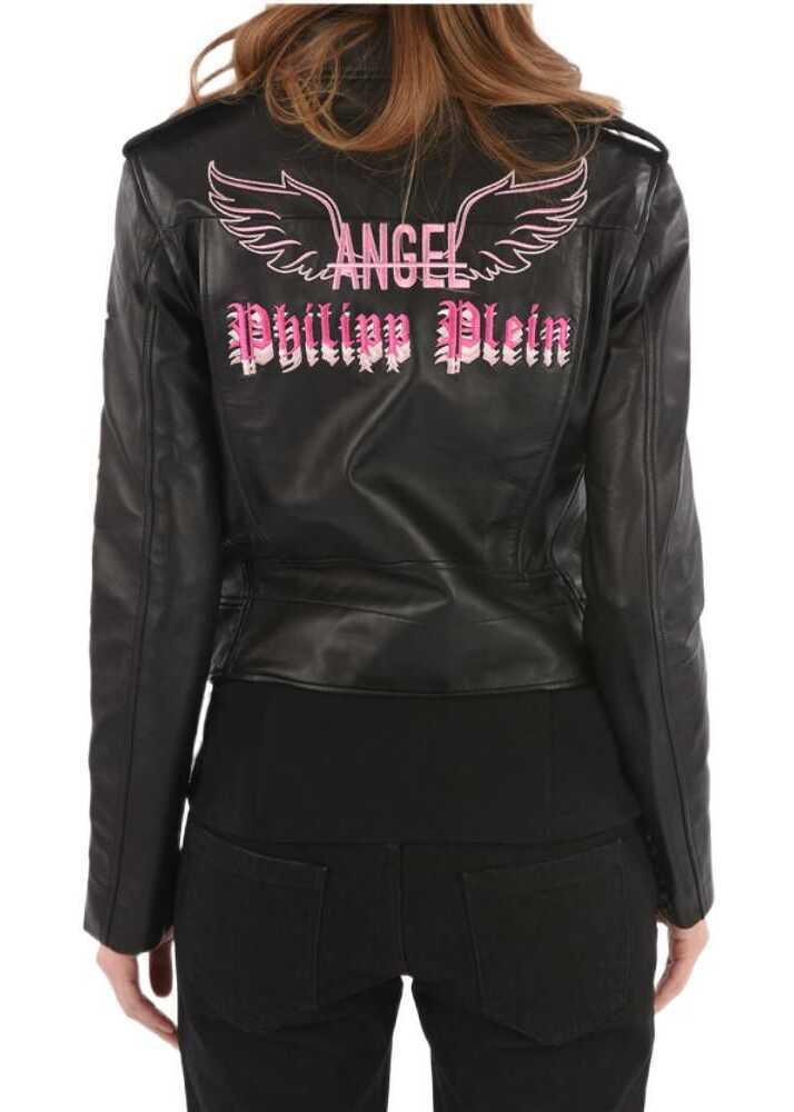 Geci de piele Philipp Plein Couture Leather Angel Biker Jacket Black Femei (BM 8743893) 2