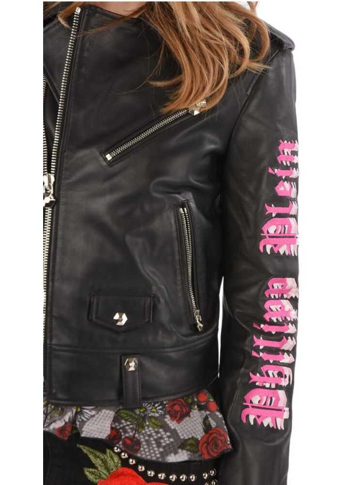 Geci de piele Philipp Plein Couture Leather Angel Biker Jacket Black Femei (BM 8743893) 3
