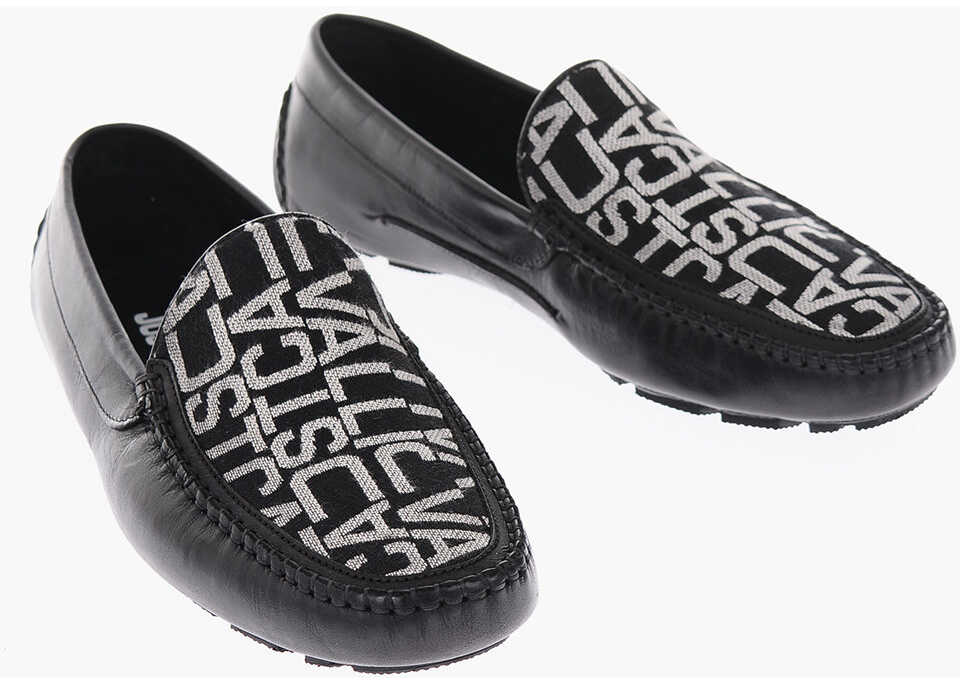 Just Cavalli Leather And Fabric Loafers Black