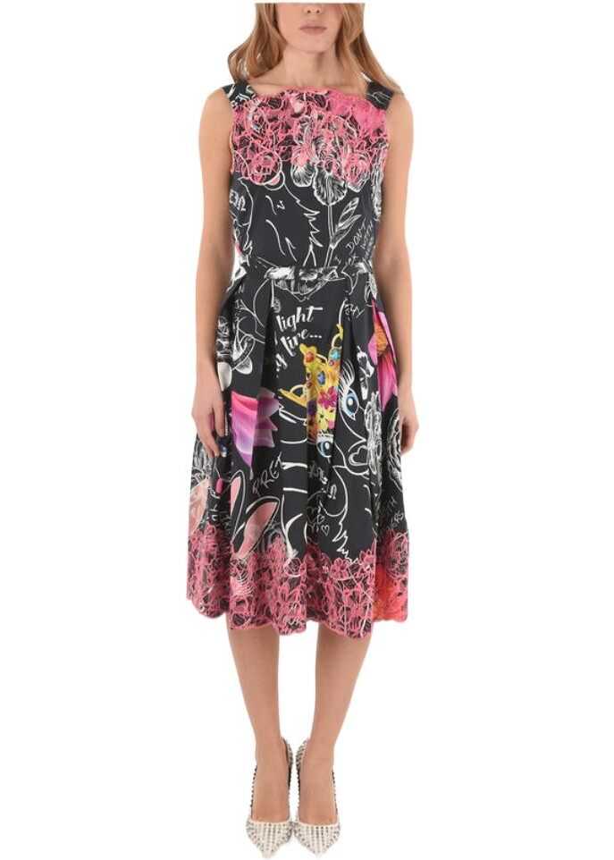Philipp Plein Couture Printed And Pleated Wait Your Turn Dress With Belt Multicolor image0
