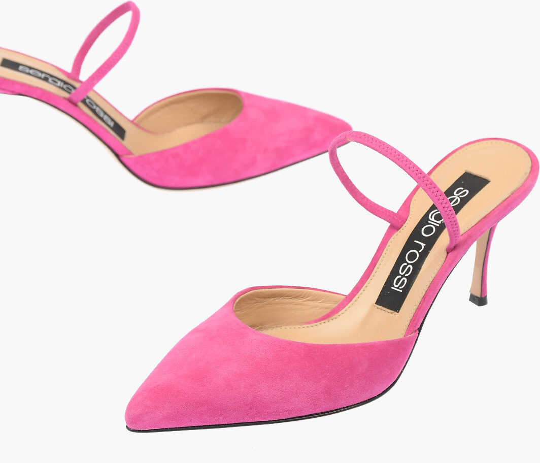 Sergio Rossi 7,5Cm Suede Leather Godiva 075 Sandals Pink b-mall.ro