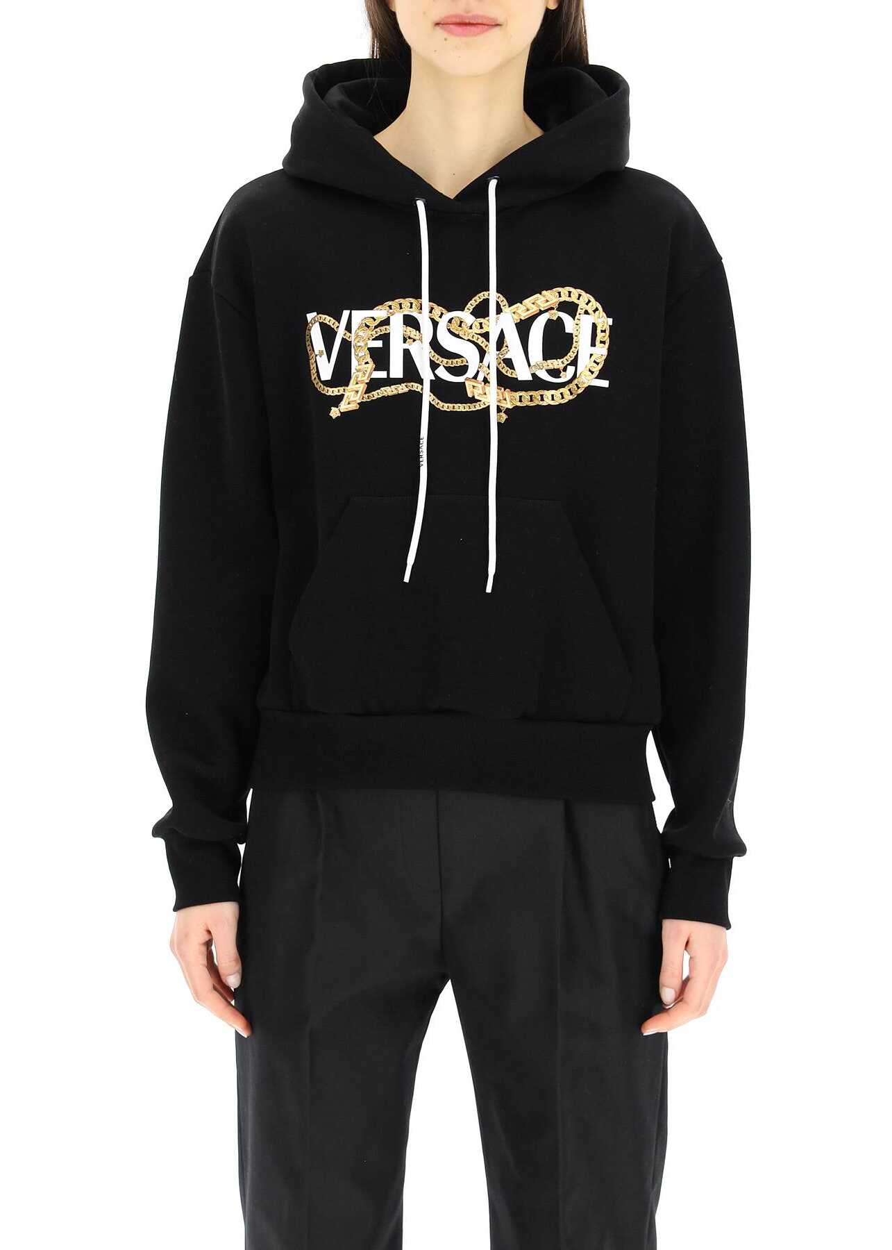 Versace Chain Logo Hoodie 1004128 1A01174 NERO