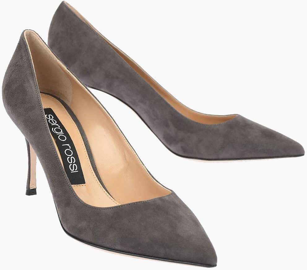 Sergio Rossi 9Cm Suede Leather Godiva Pumps Gray