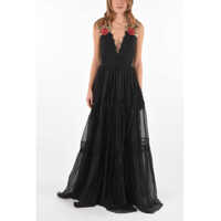 Rochii lungi Couture Silk Watts Polina Floor Lenght Dress With Accordion Femei