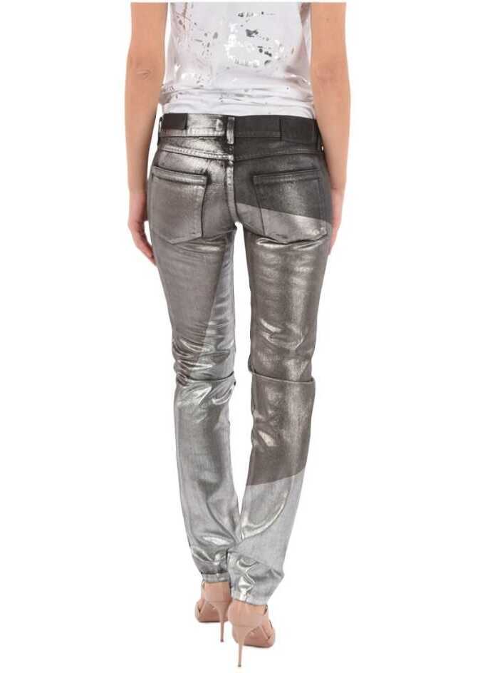 Blugi skinny Diesel Black Gold Metallic Effect Type-146 Jeans Silver Femei (BM 8746197) 2