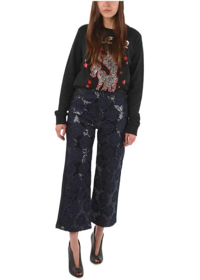 Blugi drepti Diesel Black Gold Lace High Waist Wide Type-1710 Jeans Blue Femei (BM 8746200) 4