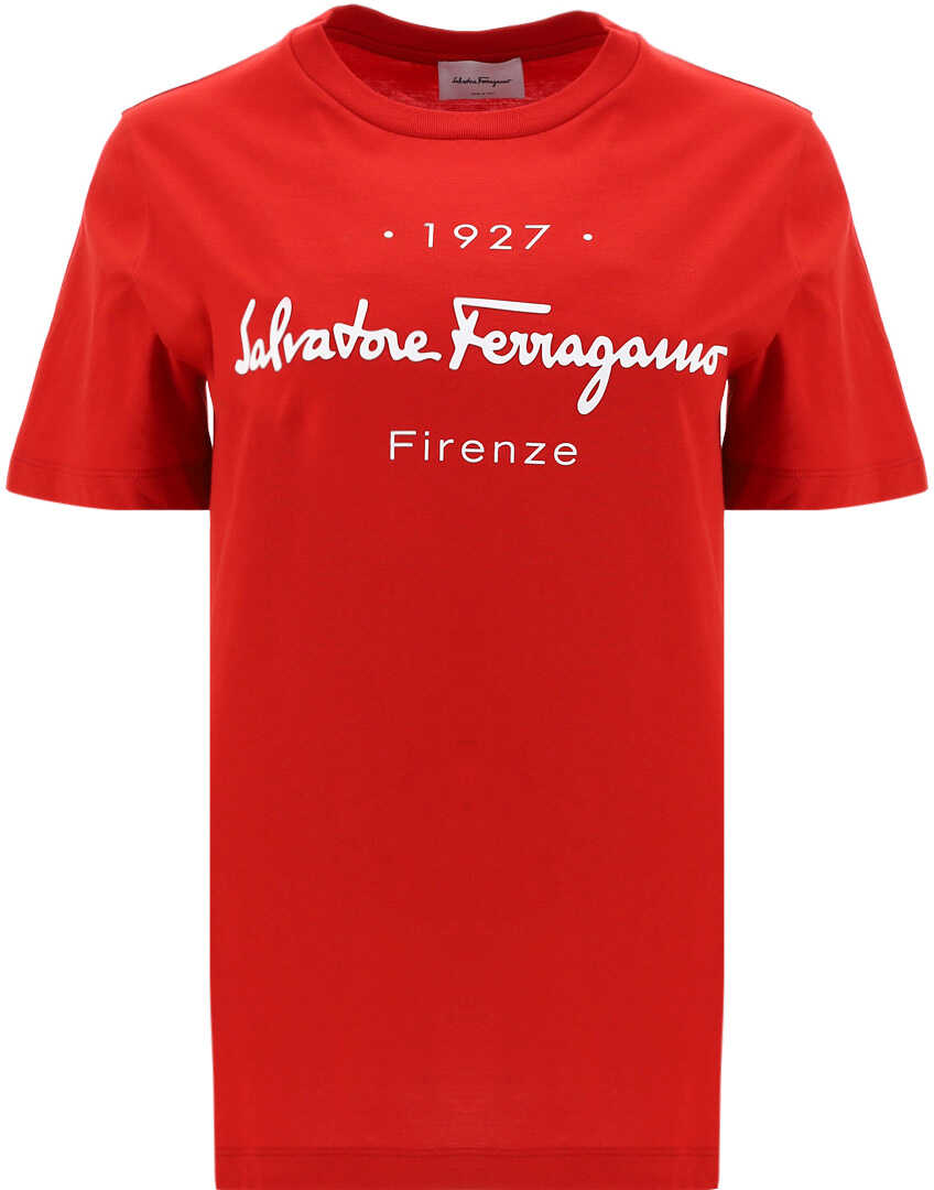 Salvatore Ferragamo T-Shirt 751645 NAIL POLISH/RED WHITE