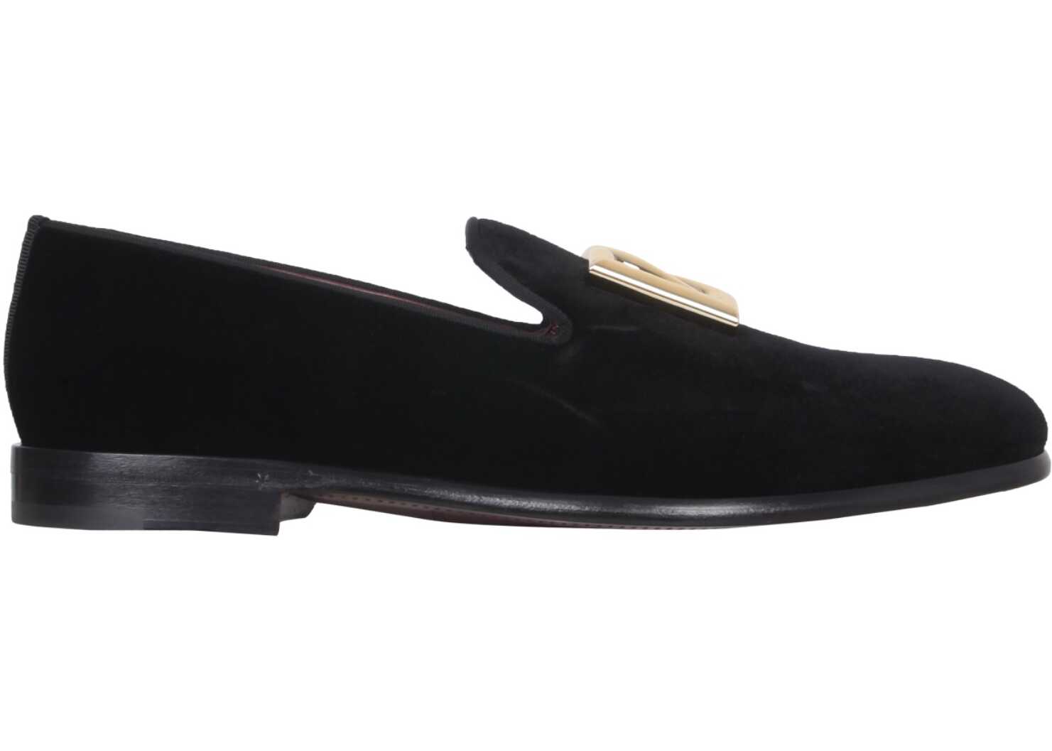 Dolce & Gabbana Velvet Slippers BLACK b-mall.ro
