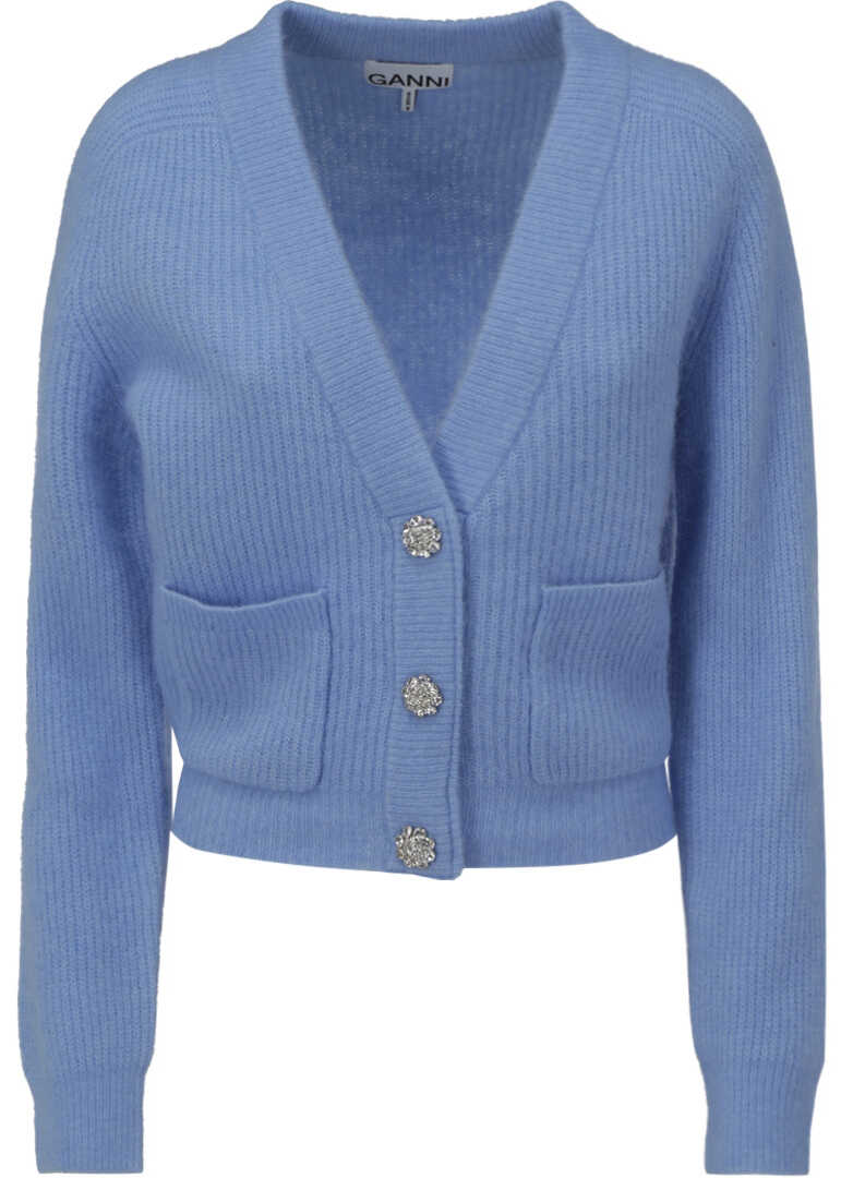 Ganni Soft Wool Knit Cardigan K1701 PLACID BLUE image0