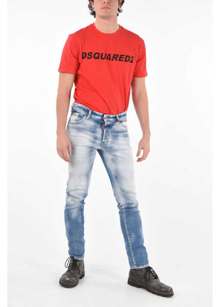 Blugi drepti DSQUARED2 Dlav Regular Fit Light Wash Denims Light Blue Barbati (BM 8749830) 4