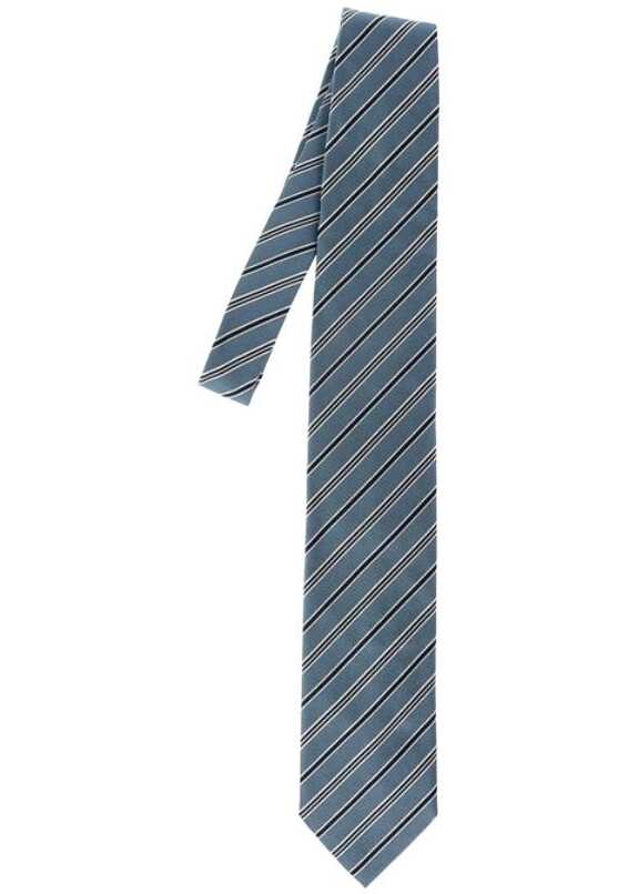 Ermenegildo Zegna Zzegna Luxury Striped Silk Tie Blue