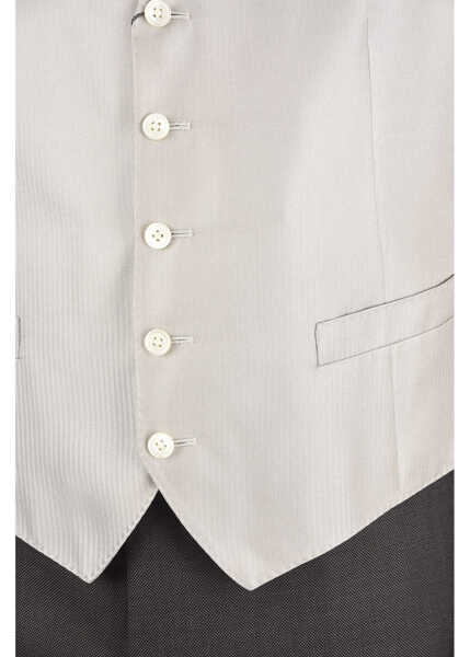 Veste costum CORNELIANI Silk Herringbone Cerimonia Academy Vest White Barbati (BM 8751096) 4