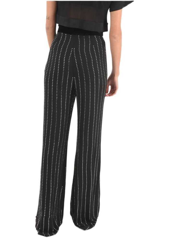 Pantaloni office Philipp Plein Couture Crystal All Over High Rise Waist Palazzo Pants Black Femei (BM 8751324) 2
