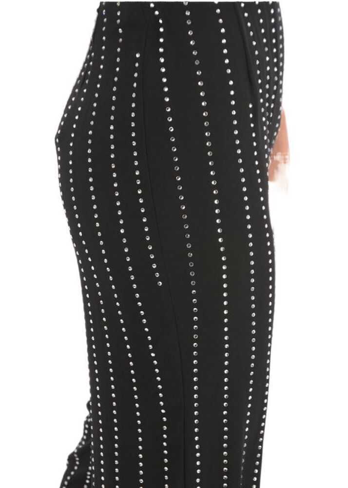 Pantaloni office Philipp Plein Couture Crystal All Over High Rise Waist Palazzo Pants Black Femei (BM 8751324) 3