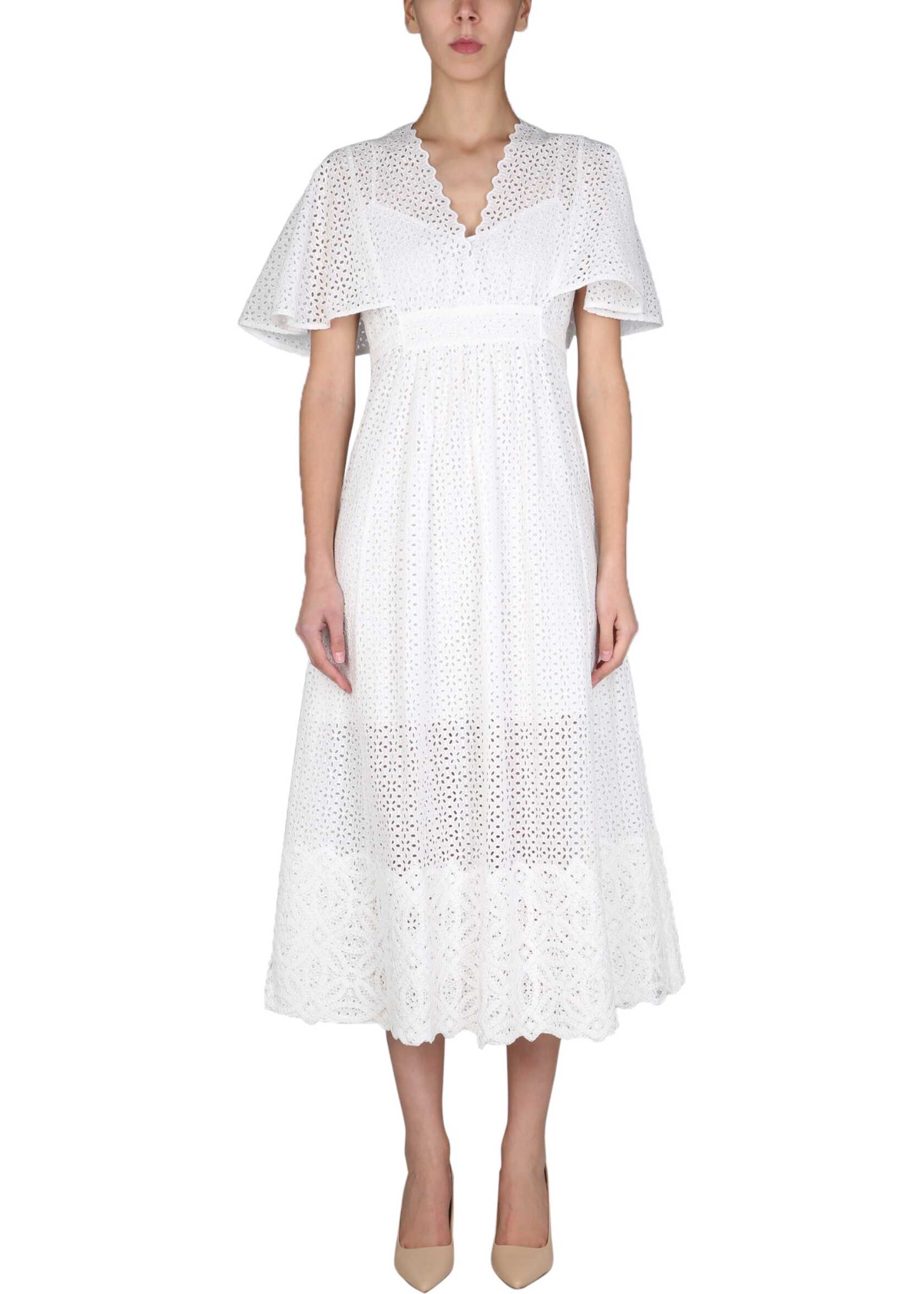Anna Molinari Embroidered Dress WHITE