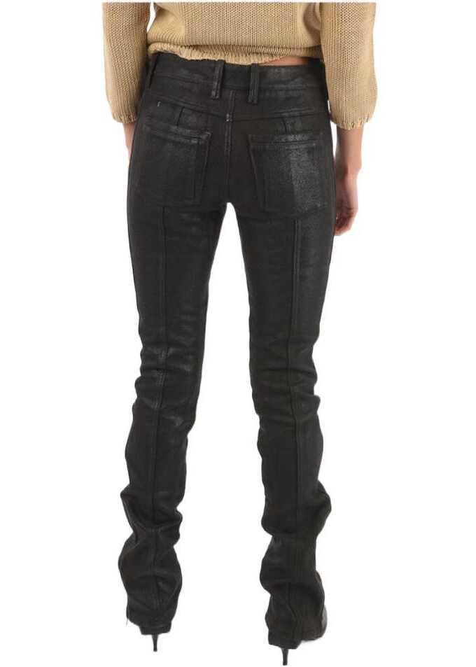 Pantaloni casual Diesel Black Gold Coated Wool Perkuno Biker Pants With Ankle Zip Black Femei (BM 8752725) 2