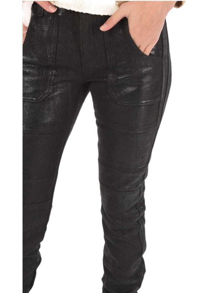 Pantaloni casual Diesel Black Gold Coated Wool Perkuno Biker Pants With Ankle Zip Black Femei (BM 8752725) 3