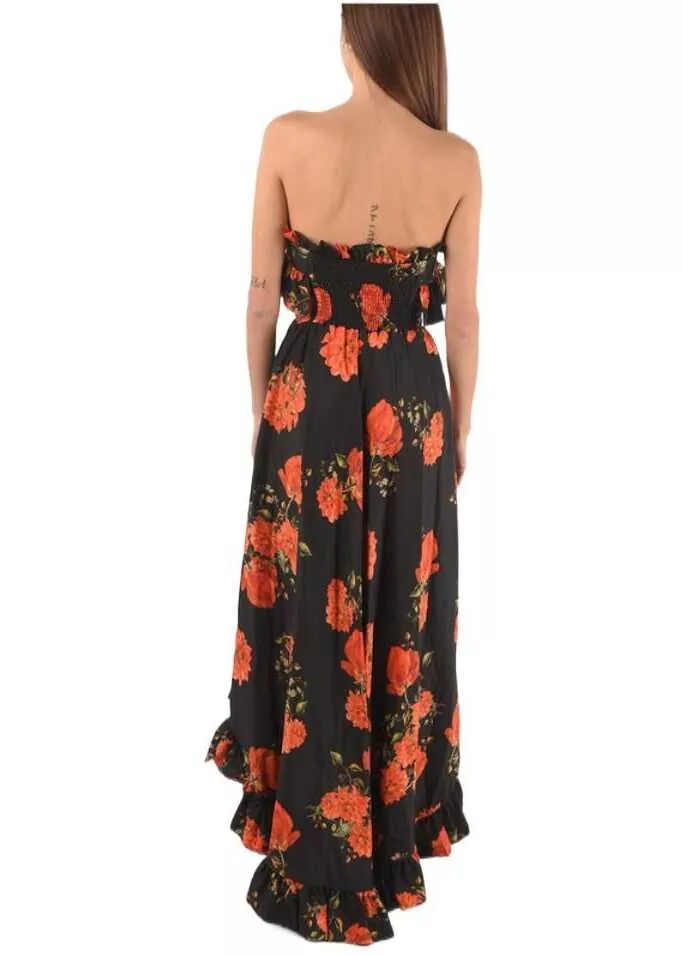 Rochii lungi Philipp Plein Couture Floral-Print Silk Appeal Sweetheart Neckline Straple Black Femei (BM 8753562) 2