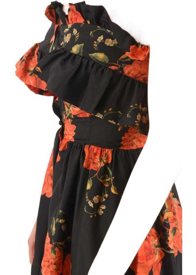 Rochii lungi Philipp Plein Couture Floral-Print Silk Appeal Sweetheart Neckline Straple Black Femei (BM 8753562) 3