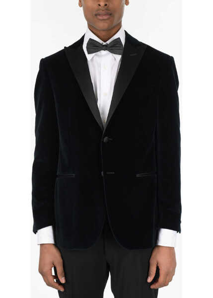 Sacouri CORNELIANI Velvet Academy Ceremony Tuxedo Blazer Blue Barbati (BM 8754555) 1