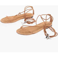 Sandale fara toc Suede Flat Sandals With Charms Femei