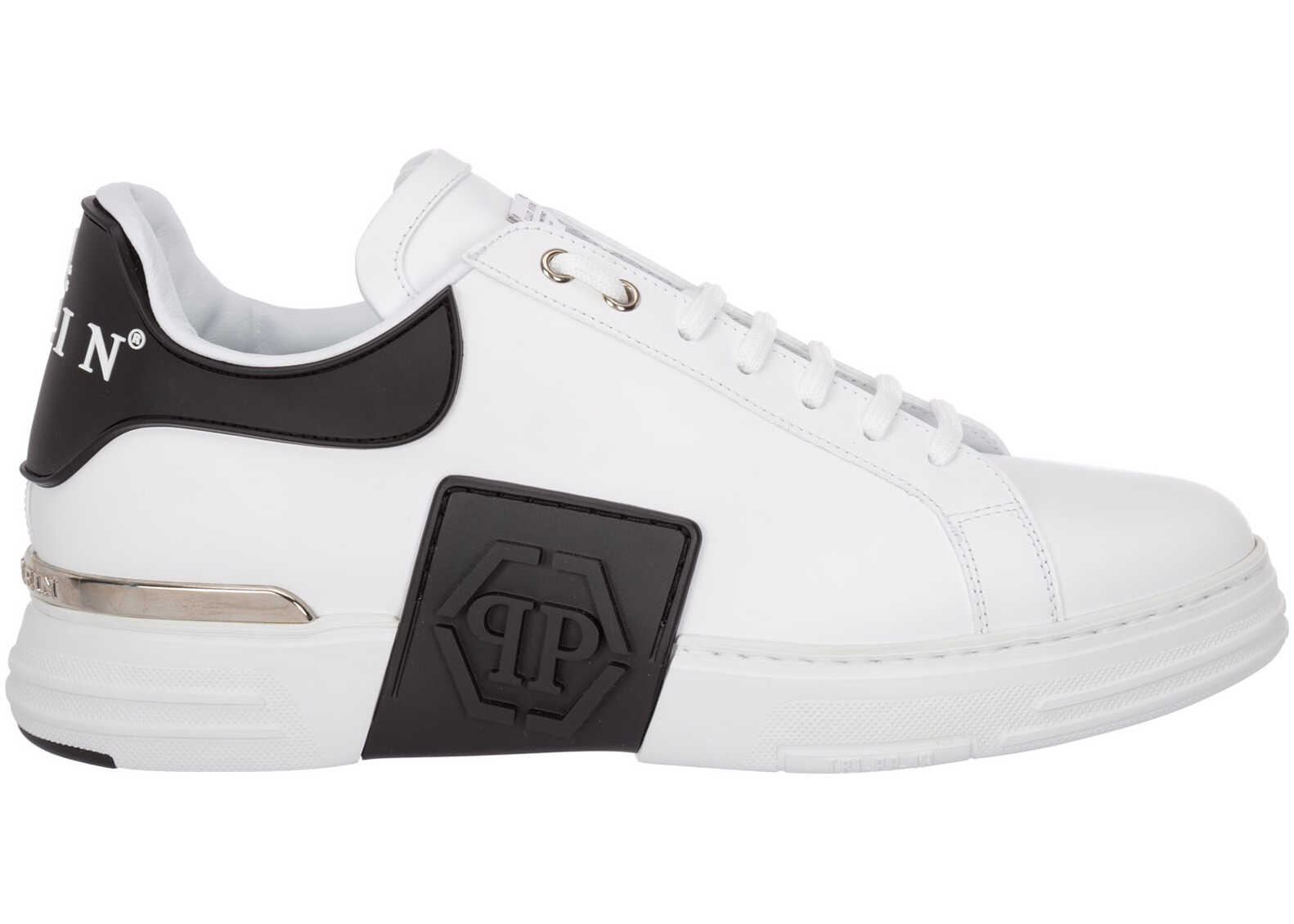 Philipp Plein Shoes Leather Trainers Sneakers Phantom Kick$ SABS-MSC3056-PLE008N_01 White