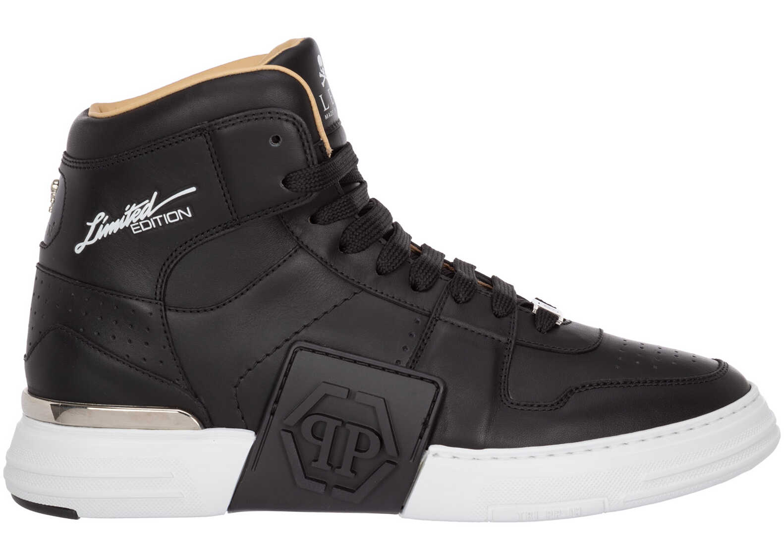 Philipp Plein Shoes High Top Leather Trainers Sneakers Phantom Kick$ SABS-MSC3374-PLE075N_02 Black