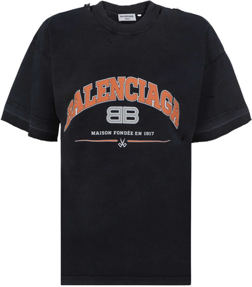 Balenciaga T-Shirt 612965TLVJ1 BLACK/ORANGE/WHITE