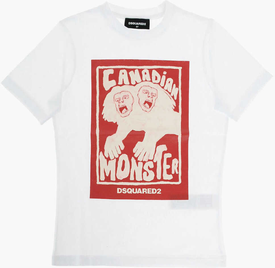 Dsquared2 Kids Crew-Neck Canadian Monster T-Shirt White