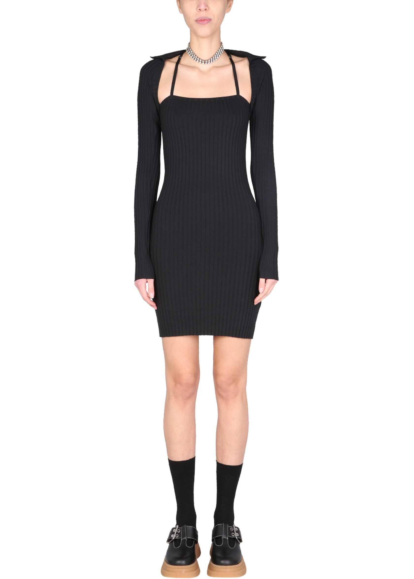 HELMUT LANG Slim Fit Ribbed Dress L09HW607_001 BLACK