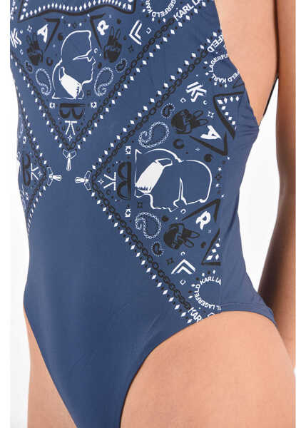 Costume de baie intregi Karl Lagerfeld Printed One Piece Swimsuit With U-Shape Backline Blue Femei (BM 8760666) 3