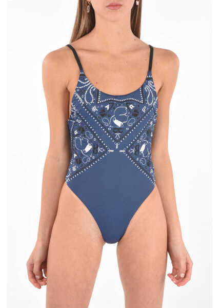 Costume de baie intregi Karl Lagerfeld Printed One Piece Swimsuit With U-Shape Backline Blue Femei (BM 8760666) 1