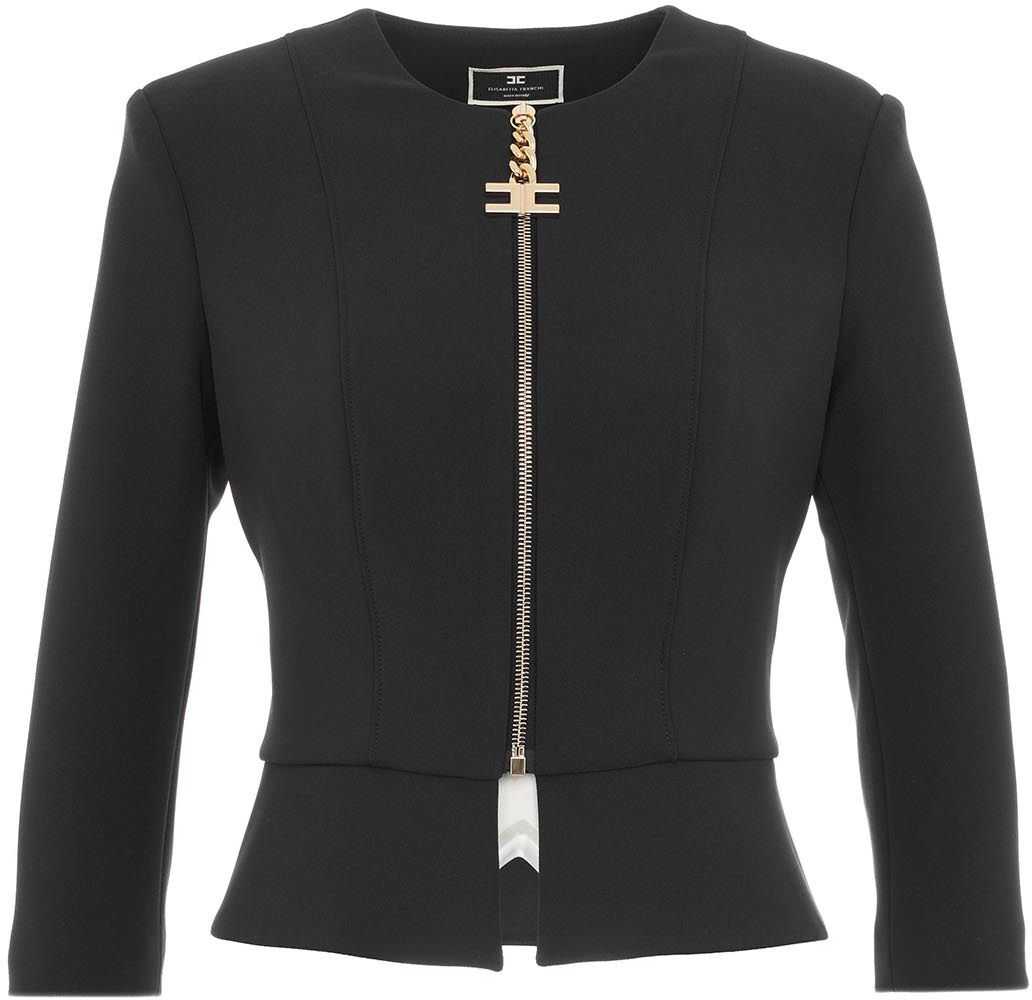 Elisabetta Franchi Jacket in crêpe fabric Black