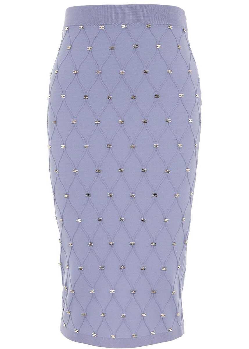 Elisabetta Franchi Skirt with logo studs Violet