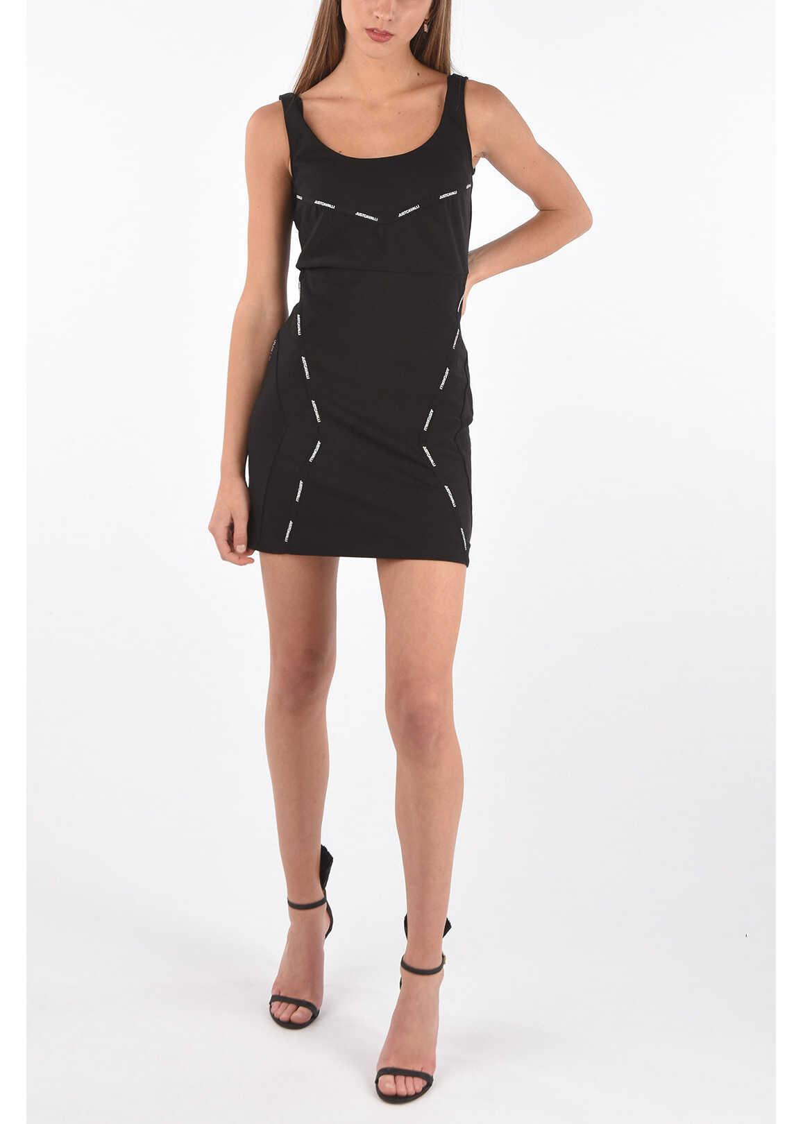 Just Cavalli Logo Band Stretch Sheath Dress Black