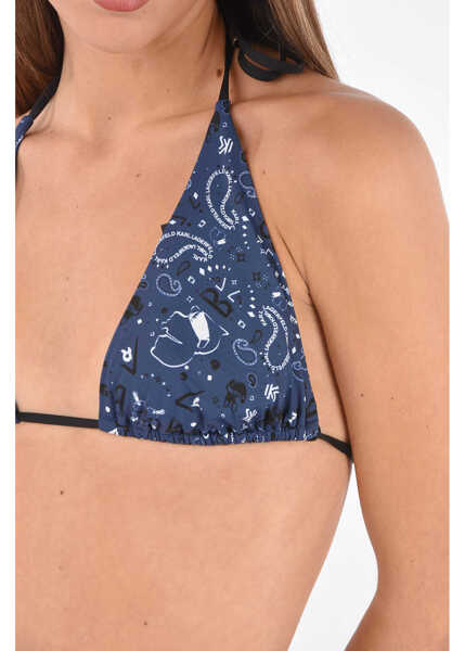 Costume de baie 2 piese Karl Lagerfeld Printed Triangle Bikini Top Blue Femei (BM 8762013) 3