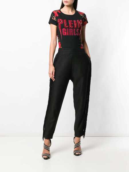 Pantaloni casual Philipp Plein Couture Fringed And Studded Revenge Jogger Pants Black Femei (BM 8762661) 2