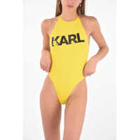 Costume de baie intregi Printed Logo Halterneck One Piece Swimsuit Femei
