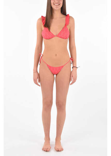 Bikini Karl Lagerfeld Printed High Cut Tie Side Bikini Bottom Pink Femei (BM 8763513) 4