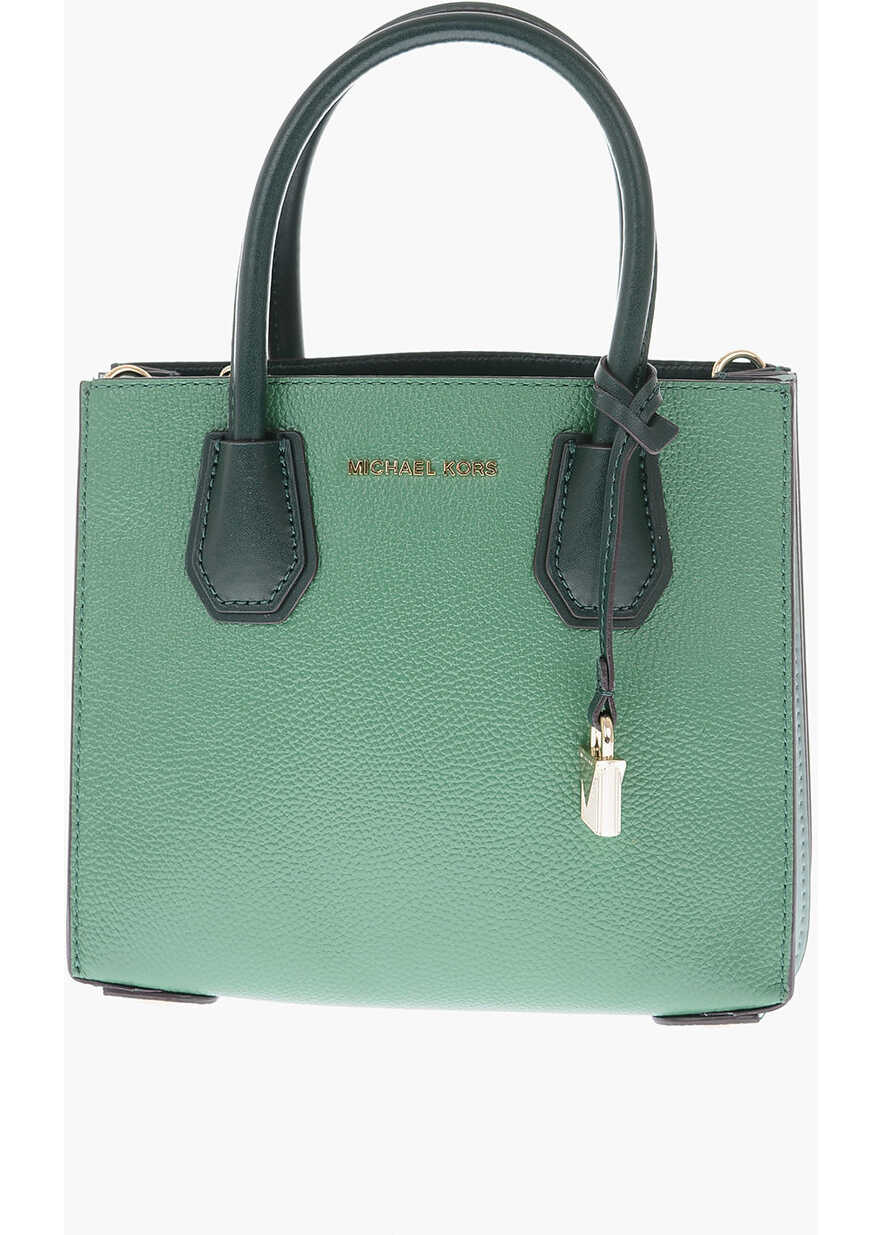 Michael Kors Michael Textured Leather Mercer Bag With Removable Sholder S* Green