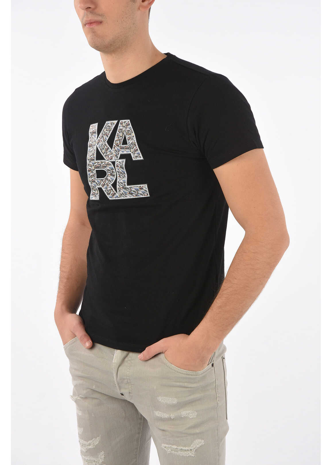 Karl Lagerfeld Printed Library Crew-New T-Shirt Black