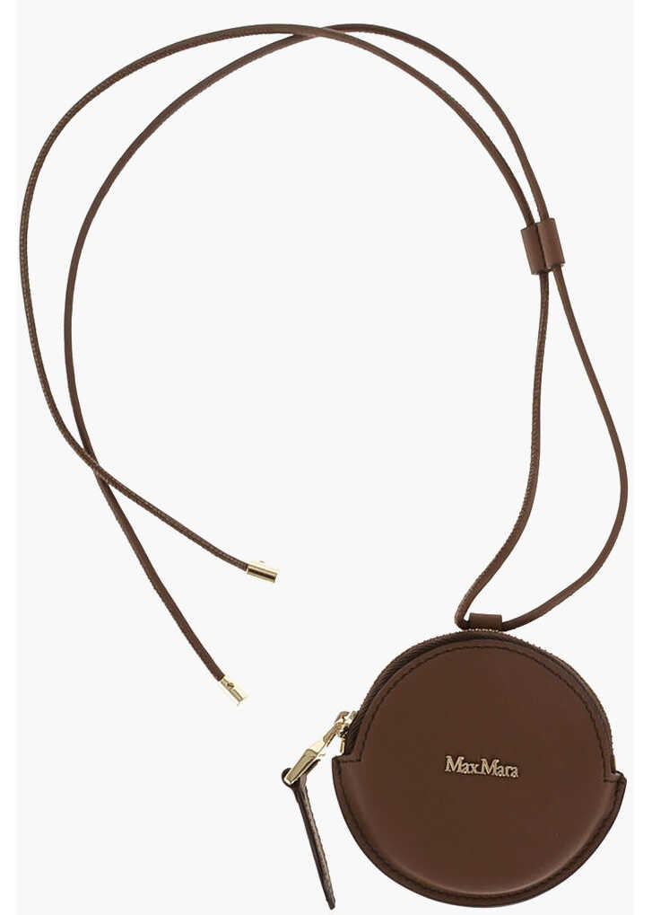 Max Mara Leather Destino Neck Coin Holder Brown