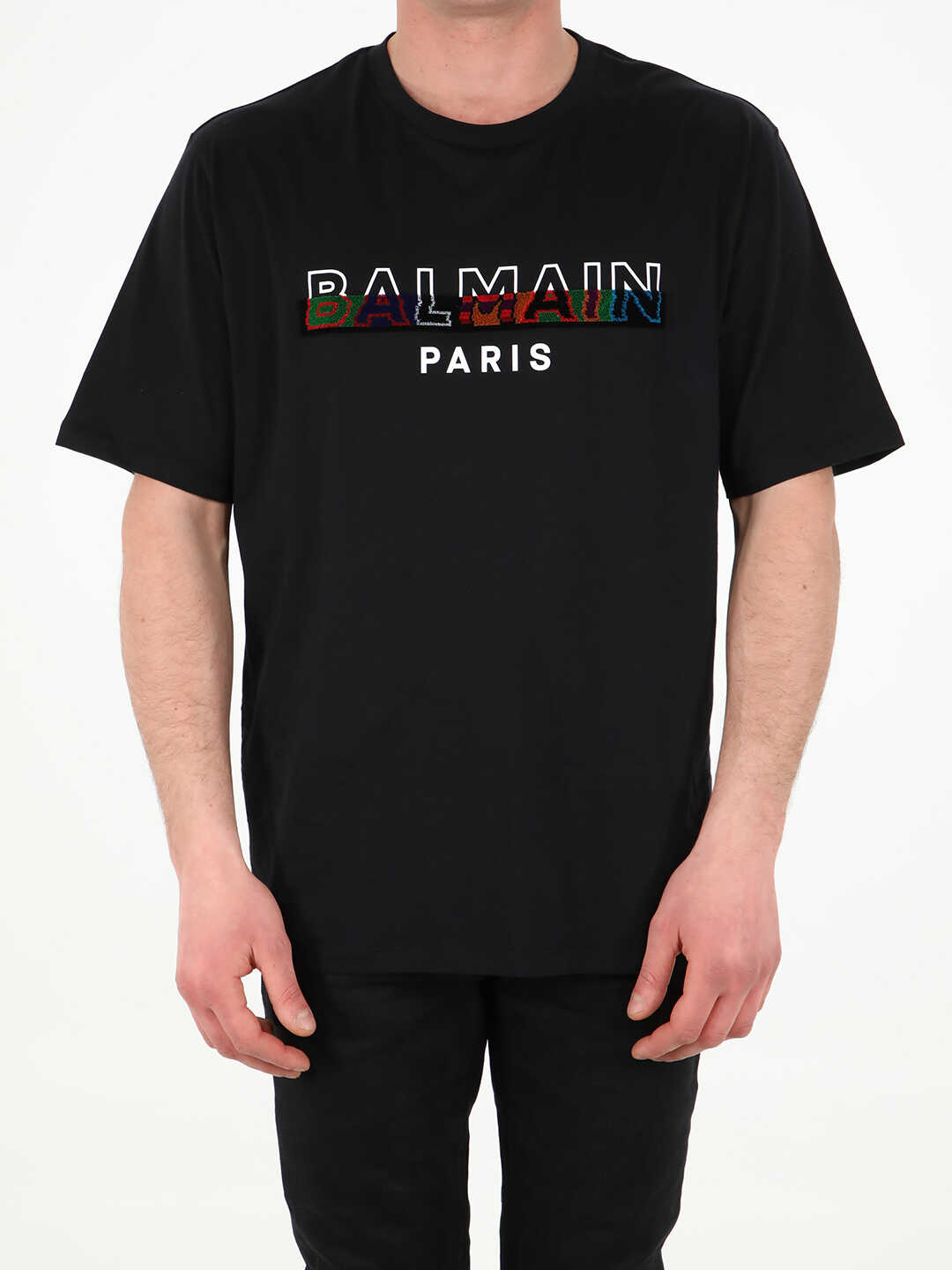 Balmain Black T-Shirt With Logo XH1EG000BB26 N/A
