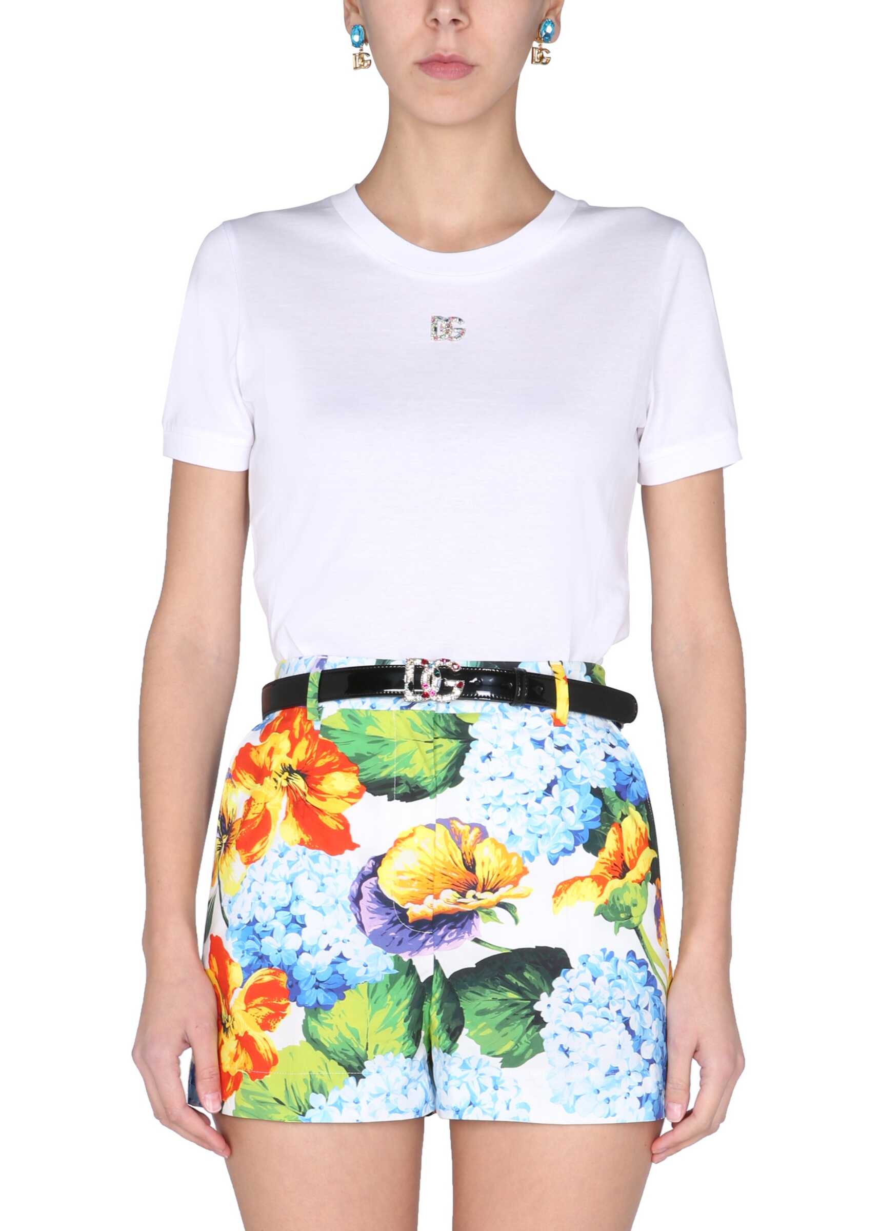Dolce & Gabbana Crystal Logo T-Shirt WHITE