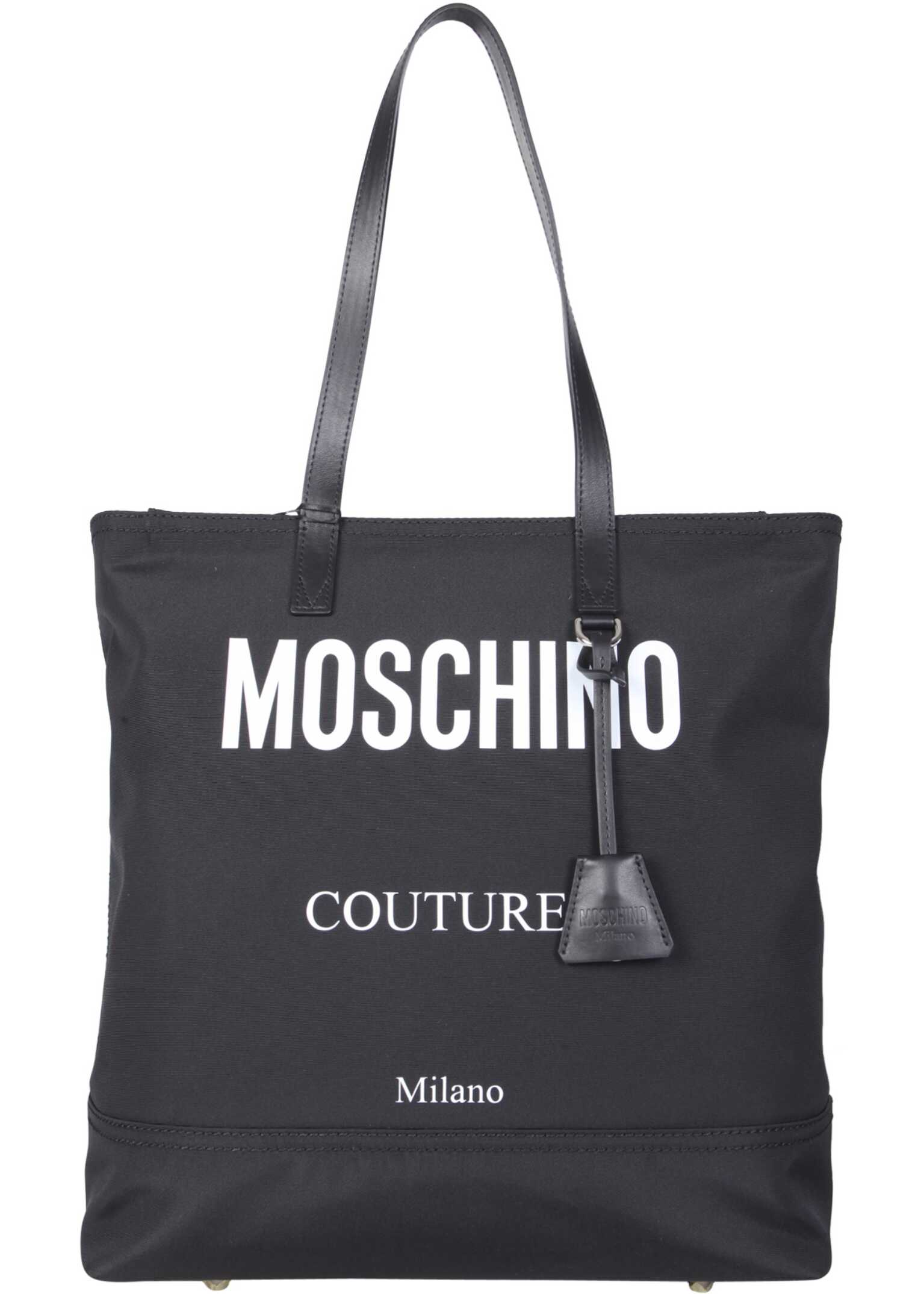 Moschino Tote Bag With Logo BLACK b-mall.ro
