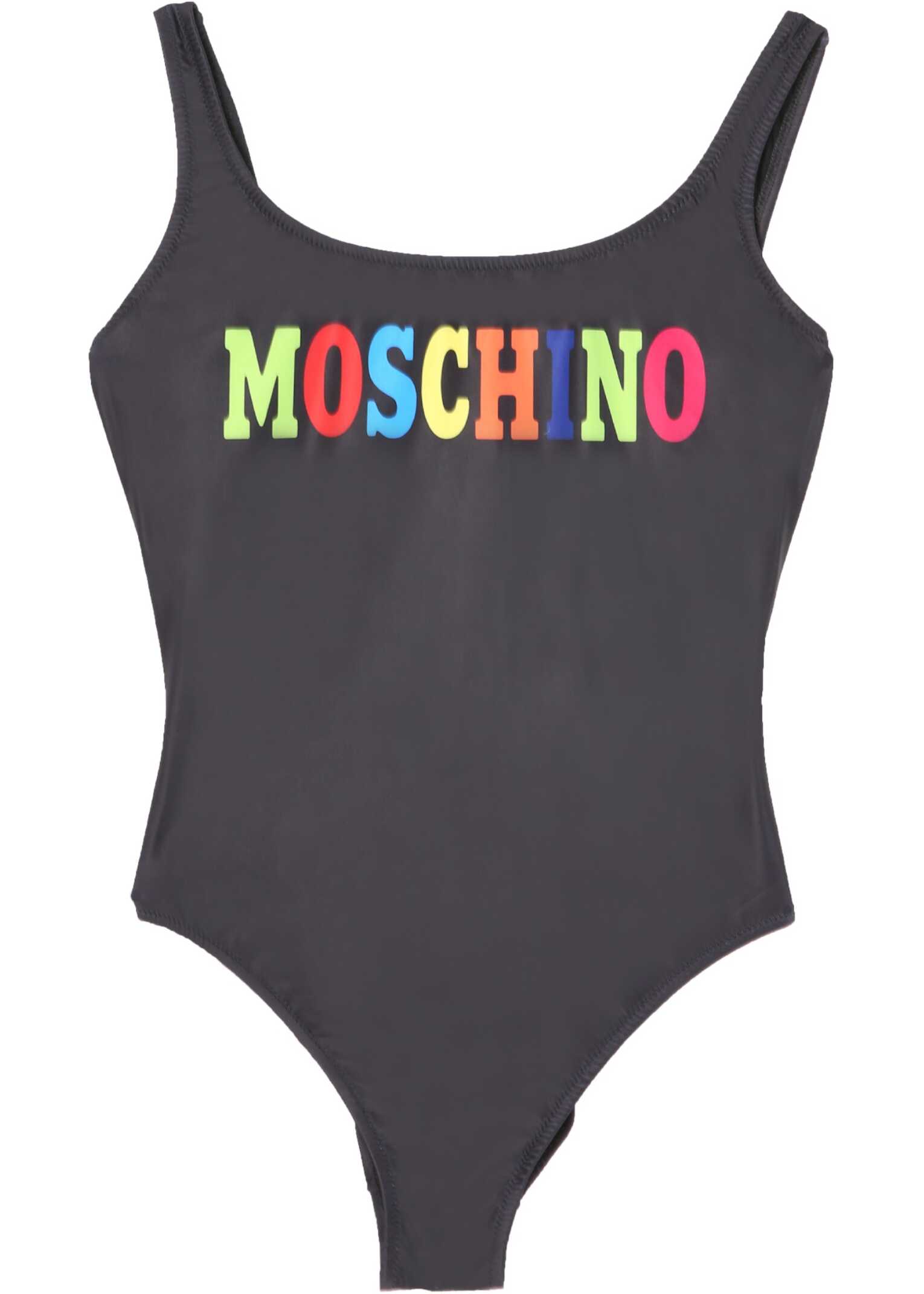 Moschino One Piece Swimsuit With Multicolor Logo 42020573_2555 BLACK