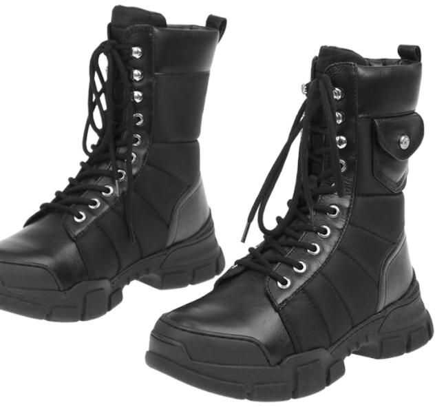 Moschino Love Leather And Fabric Combat Boots Black b-mall.ro
