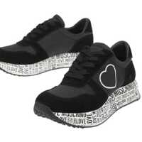 Sneakers Love Suede Leather And Fabric Sneakers With Logoed Sole Femei