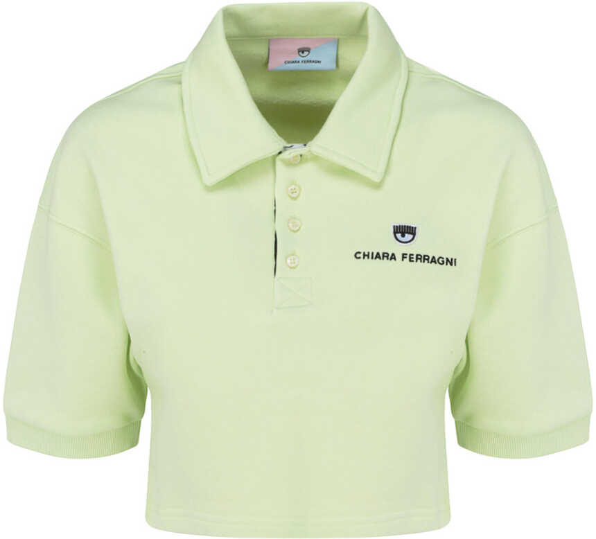 Chiara Ferragni Logo Classic Polo T-Shirt 72CBGT01CFT03 LIME CREAM